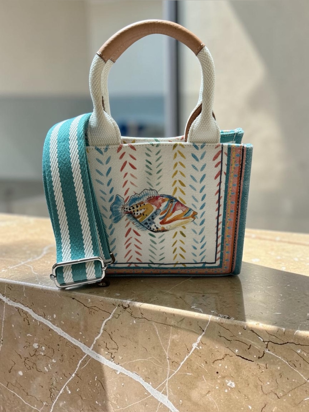 Brighton Trigger Fish Mini Tote with Crossbody Strap NWOT
